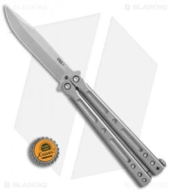 DogBite Knives DB3.1 Balisong Butterfly Knife Gray Ti (4" Stonewash) -eos || Kershaw || Spyderco Shop DogBite Knives DB3 1 gray ti sw 440c BHQ 35283 er bottlecap
