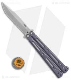 DogBite Knives DB3.1 Balisong Butterfly Knife Purple Ti (4" Stonewash) -eos || Kershaw || Spyderco Shop DogBite Knives DB3 1 purple ti sw 440c BHQ 74381 er bottlecap