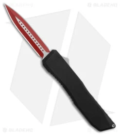 EOS Harpoon OTF Automatic Knife Dagger Black Aluminum (3.75" Two-Tone Red)