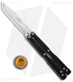 Emerson CQC-7 Flipper Balisong Butterfly Knife Black G-10 (3.8" Stonewash) -eos || Kershaw || Spyderco Shop Emerson CQC 7 Balisong Butterfly Black G 10 SW BHQ 80615 jr bottlecap