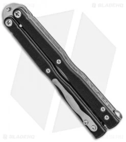 Emerson CQC-7 Tactical Balisong Butterfly Knife Black G-10 (3.8" Stonewash) -eos || Kershaw || Spyderco Shop Emerson CQC 7 Tactical Balisong Butterfly Black G 10 SW BHQ 80617 jr side