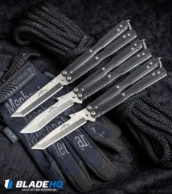 Emerson CQC-7 Flipper Balisong Butterfly Knife Black G-10 (3.8" Stonewash) -eos || Kershaw || Spyderco Shop Emerson Commander Tactical Balisong Butterfly Knife Black G 10 BHQ80618 kp tactical web 1