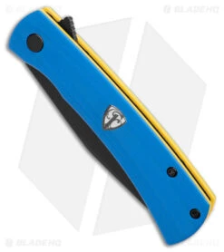 Finch Knife Co. Halo Military Blue Liner Lock Knife Blue G10 (3.1"Black 14C28N) -eos || Kershaw || Spyderco Shop Finch Knife Co Halo Blue LL Blue G 10 Yellow Liner Black BHQ 176600 jr spine