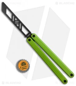 Glidr Arctic Butterfly Trainer Knife Lime Green (4.25" Black) -eos || Kershaw || Spyderco Shop Glidr Arctic Series Butterfly Trainer Lime Green Black BHQ 124879 jr bottlecap