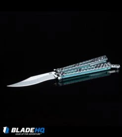 Hom Design Basilisk-R Balisong Butterfly Knife CF W/Teal Liners (4.6" Stonewash) -eos || Kershaw || Spyderco Shop HOM Design Balisong Butterfly knife BHQ kp black web