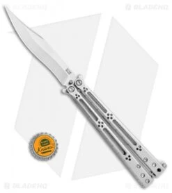 Hom Design Basilisk-R Titanium Balisong Butterfly Knife (4.6" Satin) Ti Spacers -eos || Kershaw || Spyderco Shop HOM Design Basilisk R Titanium balisong butterfly knife satin BHQ 36921 er size jr