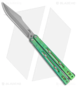 Heed Industries SeaKnight Butterfly Knife Antique Blue/Green Ti (4.6" Stonewash)