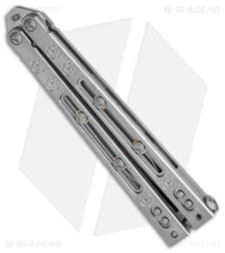 Heed Industries SeaKnight Balisong Butterfly Knife Stonewash Ti (4.6" BB) -eos || Kershaw || Spyderco Shop Heed Industries Sea Knight Premium SW BB SM BHQ 156381 jr side