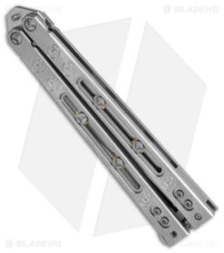Heed Industries SeaKnight Balisong Butterfly Knife Stonewash Ti (4.6" BB) -eos || Kershaw || Spyderco Shop Heed Industries Sea Knight Premium SW BB SM BHQ 156381 jr spine