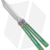 Heibel Knives Menace Balisong Knife Green/Purple Titanium (4.6" Satin) #085 -eos || Kershaw || Spyderco Shop Heibel Knives Menace Balisong Ti purple green BHQ 147581 jr