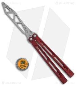 Heibel Knives Menace Balisong Trainer Red Aluminum (4.3" Satin) -eos || Kershaw || Spyderco Shop Heibel Knives Menace Balisong Trainer Red BHQ 147587 jr bottlecap