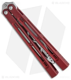 Heibel Knives Menace Balisong Trainer Red Aluminum (4.3" Satin) -eos || Kershaw || Spyderco Shop Heibel Knives Menace Balisong Trainer Red BHQ 147587 jr side