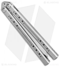Heibel Knives Sapient Balisong Knife Bead Blast (4.25" Beveled Satin) #64 -eos || Kershaw || Spyderco Shop Heibel Sapient Balisong BB Bebeled Satin 64 BHQ 136062 jr spine