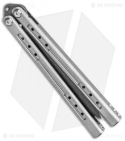 Heibel Knives Sapient Balisong Knife Bead Blast Ti (4.25" Beveled Black SW) #72 -eos || Kershaw || Spyderco Shop Heibel Sapient Balisong BB Beveled Black SW 72 BHQ 136070 jr side