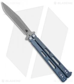 Hinderer Knives Nieves V2 Balisong Butterfly Knife Battle Blue Ti (4.6" Working)
