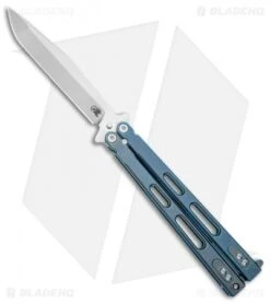 Hinderer Knives Nieves V2 Balisong Butterfly Knife Blue Titanium (Stonewash)