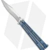 Hom Design Basilisk-R Balisong Butterfly Knife Blue Twill (4.6" Satin) -eos || Kershaw || Spyderco Shop Hom Design Basilisk R Balisong blue twill satin BHQ 68782 er