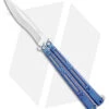 Hom Design I-Basilisk Channel Butterfly Knife Blue Titanium Latched (4.5" Satin) -eos || Kershaw || Spyderco Shop Hom Design I Basilisk Channel Butterfly Blue Ti Latched Satin BHQ 175602 jr