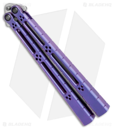 Hom Design I-Basilisk Channel Butterfly Knife Purple Titanium (4.5" Stonewash) 5 Hom Design I-Basilisk Channel Butterfly Knife Purple Titanium (4.5" Stonewash) - Image 3