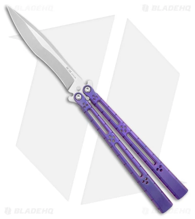Hom Design I-Basilisk Channel Butterfly Knife Purple Titanium (4.5" Stonewash) 3 Hom Design I-Basilisk Channel Butterfly Knife Purple Titanium (4.5" Stonewash)