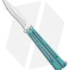 Hom Design I-Basilisk Channel Butterfly Knife Teal Titanium Latched (4.5" Satin) -eos || Kershaw || Spyderco Shop Hom Design I Basilisk Channel Butterfly Teal Ti Latched Satin BHQ 175604 jr