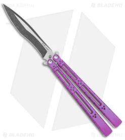 Hom Design I-Basilisk Channel Butterfly Knife Magenta Titanium (4.5" Acid Wash)
