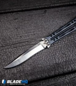 Hom Design PVD Specter Titanium Balisong Butterfly Knife (4.4" Satin) -eos || Kershaw || Spyderco Shop Hom Design PVD Specter Titanium Balisong Butterfly Knife Satin BHQ 25889 kp black wood web