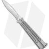Hom Design I-Basilisk Channel Butterfly Knife Silver Ti + Latch (4.5" Satin) -eos || Kershaw || Spyderco Shop Hom Design i Basilisk Channel Butterfly Silver Ti Satin BHQ 165016 jr