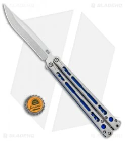 Hom Design Chimera Plus Balisong Knife Satin Ti/Blue G-10 (4.75 Two-Tone) -eos || Kershaw || Spyderco Shop Hom Designs Chimera Plus Butterfly Knife Ti Blue G 10 TT BHQ 100561 jr bottlecap