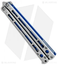Hom Design Chimera Plus Balisong Knife Satin Ti/Blue G-10 (4.75 Two-Tone) -eos || Kershaw || Spyderco Shop Hom Designs Chimera Plus Butterfly Knife Ti Blue G 10 TT BHQ 100561 jr spine