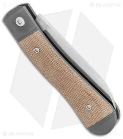 Jack Wolf Knives K9 Jack Slip Joint Pocket Knife Natural Micarta (2.9" Satin) -eos || Kershaw || Spyderco Shop Jack Wolf Knives K9 Jack SJ Pocket Knife Natural Micarta Satin BHQ 141935 jr side