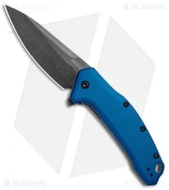 eos || Kershaw || Spyderco Shop 14 Kershaw Link Drop Point Knife Blue Aluminum (3.25" BlackWash) 1776NBBW