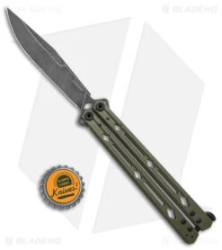 Kershaw Lucha Balisong Butterfly Knife OD Green (4.5" Blackwash) 5150ODBW -eos || Kershaw || Spyderco Shop Kershaw Lucha Balisong Butterfly OD Green Blackwash 5150ODBW BHQ 117072 jr bottlecap