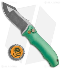 Landau Knives Prototype Saoirse Button Lock Knife Teal Stripe (3.25" Two Tone) -eos || Kershaw || Spyderco Shop Landau Knives Prototype Saoise Button Lock Green Teal Al Compound Grind TT BHQ 179215 jr bottlecap