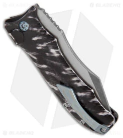 Landau Knives Prototype Saoirse Button Lock Knife Black Stripe (3.25" Two Tone) -eos || Kershaw || Spyderco Shop Landau Knives Prototype Saoise Button Lock Stripe Al Compound Grind TT BHQ 179214 jr side