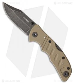MARSER Kampfer 15 Lockback Knife Tan G-10 (3.5" Black Stonewash)