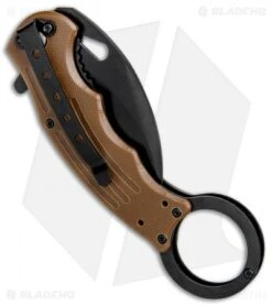 Mantis Karambit Spring Assisted Knife Coyote Brown G-10 (2.75" Black) -eos || Kershaw || Spyderco Shop Mantis Karambit SA Coyote Brown G 10 Black MANMK5B BHQ 56616 jr side