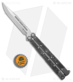 Maxace Shi Balisong Butterfly Knife Black Stonewash Carbon Fiber (4.5" Satin) -eos || Kershaw || Spyderco Shop Maxace Shi Balisong Butterfly Knife Black CF Satin BHQ 179768 jr bottlecap