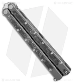 Maxace Shi Balisong Butterfly Knife Black Stonewash Carbon Fiber (4.5" Satin) -eos || Kershaw || Spyderco Shop Maxace Shi Balisong Butterfly Knife Black CF Satin BHQ 179768 jr spine