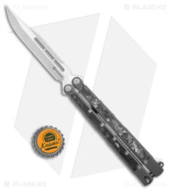 Maxace Shi Balisong Butterfly Knife Gray Carbon Fiber (4.5" Satin) -eos || Kershaw || Spyderco Shop Maxace Shi Balisong Butterfly Knife Gray CF Satin BHQ 179766 jr bottlecap