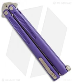 Microtech Tachyon III Balisong Butterfly Purple (4.5" Bronze) 173-13PU -eos || Kershaw || Spyderco Shop Microtech Tachyon 3 Purple Bronze BHQ 67714 er side