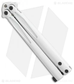 Microtech Tachyon III Balisong Butterfly Storm Trooper (4.5" White) 173-1ST -eos || Kershaw || Spyderco Shop Microtech Tachyon 3 storn trooper white 173 1ST BHQ 52364 er spine 2