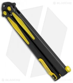Microtech Tachyon III Balisong Butterfly Knife BM (4.5" Black/Yellow) 173-1BM -eos || Kershaw || Spyderco Shop Microtech Tachyon III Balisong Butterfly BM Black Yellow 173 1BM BHQ 71983 jr side