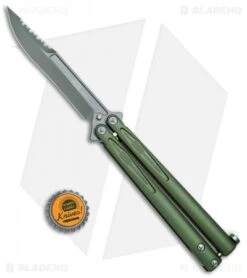 Microtech Tachyon III Balisong Butterfly OD Green (4.5" Serrated Top Swedge OD) -eos || Kershaw || Spyderco Shop Microtech Tachyon III Balisong Butterfly OD Green Serraded Top Swedge OD 173 1GR BHQ 77872 jr bottlecap