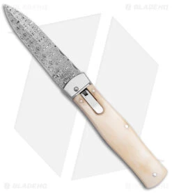 Mikov 241 Predator Lever Lock Automatic Knife White Camel Bone (3.75" Damascus)