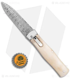 Mikov 241 Predator Lever Lock Automatic Knife White Camel Bone (3.75" Damascus) -eos || Kershaw || Spyderco Shop Mikov 241 Bily LL Auto White Camel Bone Damascus BHQ 152421 jr bottlecap