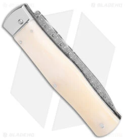 Mikov 241 Predator Lever Lock Automatic Knife White Camel Bone (3.75" Damascus) -eos || Kershaw || Spyderco Shop Mikov 241 Bily LL Auto White Camel Bone Damascus BHQ 152421 jr side