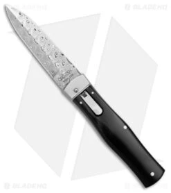 Mikov 241 Predator Lever Lock Automatic Knife Dark Buffalo Horn (4" Damascus)