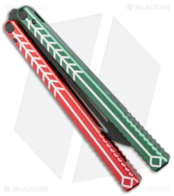 Nabalis Vulp Butterfly Balisong Trainer Red/Green (4.4" Black) -eos || Kershaw || Spyderco Shop Nabalis Vulp Butterfly Balisong Trainer Red and Green Black HW Black BHQ 176845 jr side