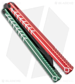 Nabalis Vulp Butterfly Balisong Trainer Red/Green (4.4" Black) -eos || Kershaw || Spyderco Shop Nabalis Vulp Butterfly Balisong Trainer Red and Green Black HW Black BHQ 176845 jr spine
